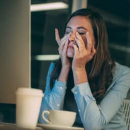 Businesswoman stressed out during work